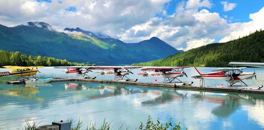 Trail Lake Alaska Floatplanes on Dock